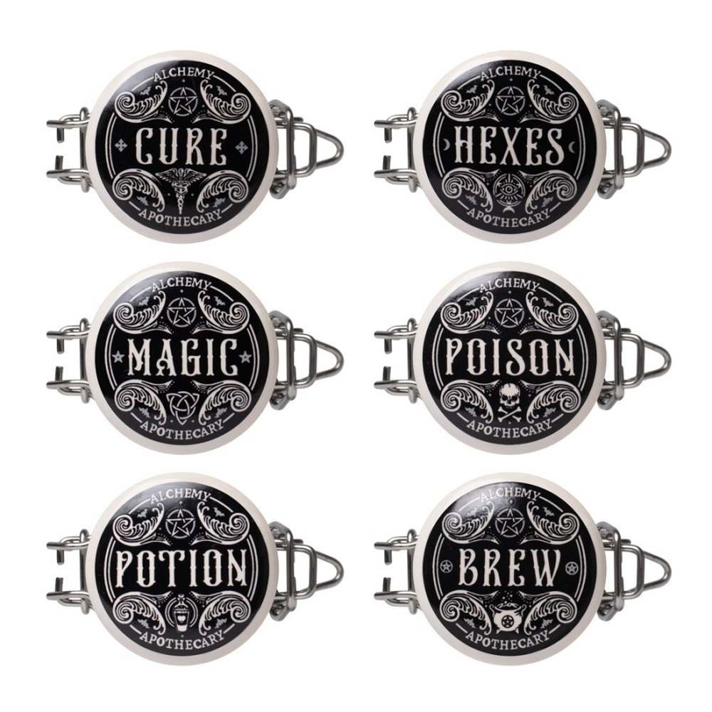Alchemy - Witch's Spice Rack Storage jar - Black/White
